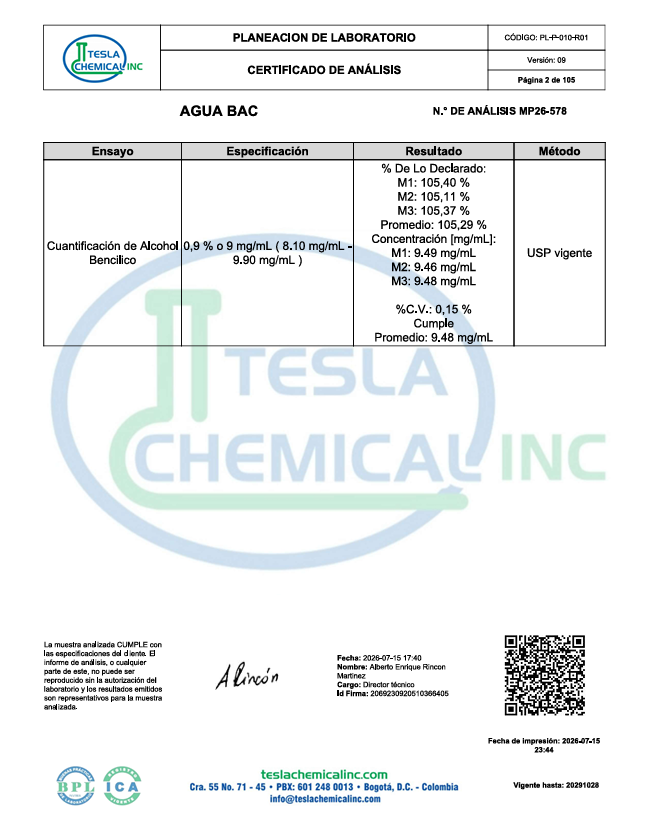 Bacteriostatic Water 30 mL