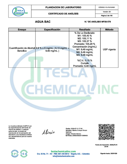 Bacteriostatic Water 30 mL